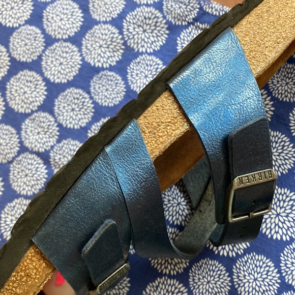 Birkenstock Salina Metallic Blue Sandals size 42 11/ 12 - Picture 12 of 16